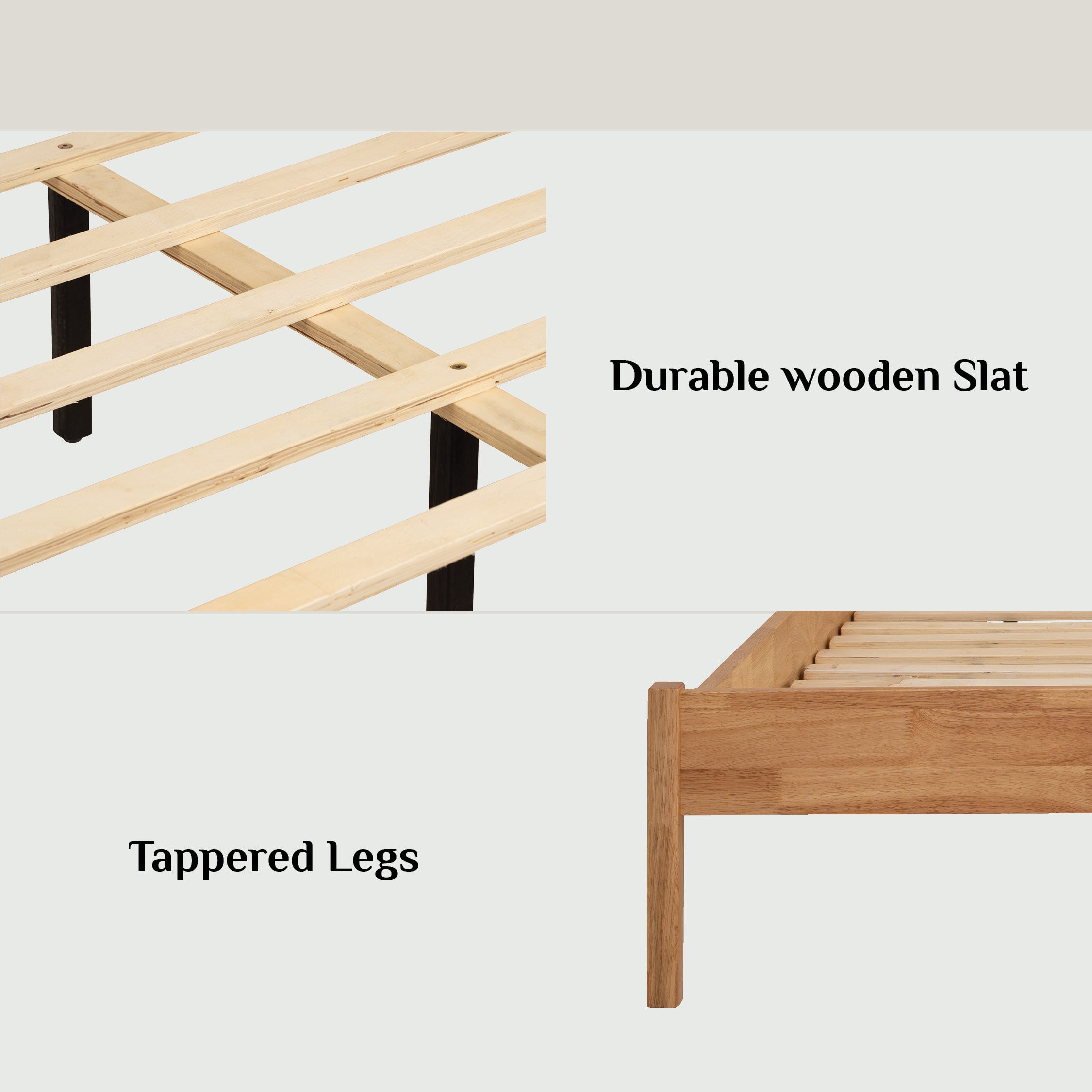 Seattle Queen bed in Natural colour (Fit mattress: 1530mm x 1930mm).