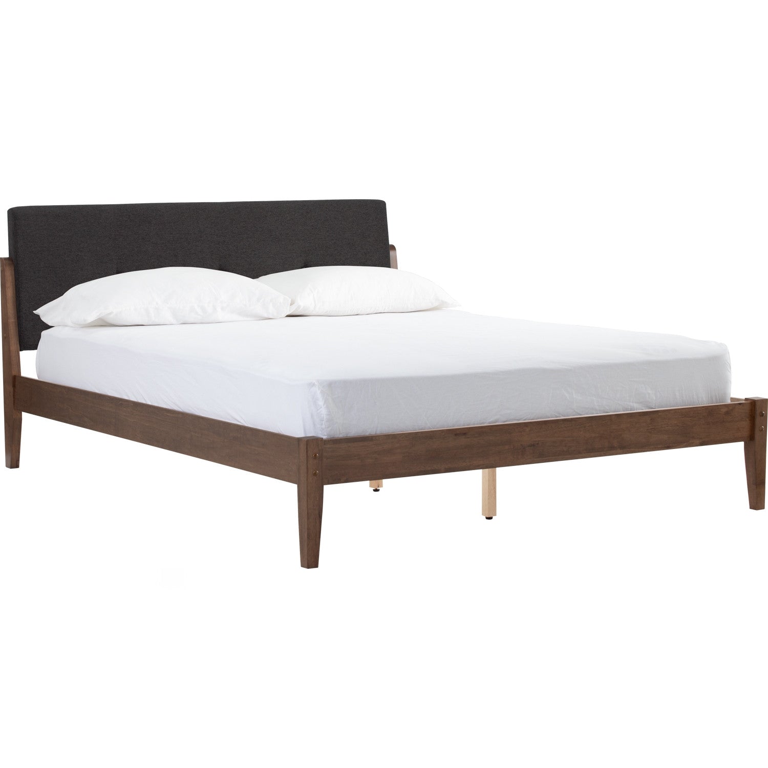Tucker King Bed on Cocoa colour leg, Seal colour Dimity fabric (Fit mattress: 1820mm x 1910mm).