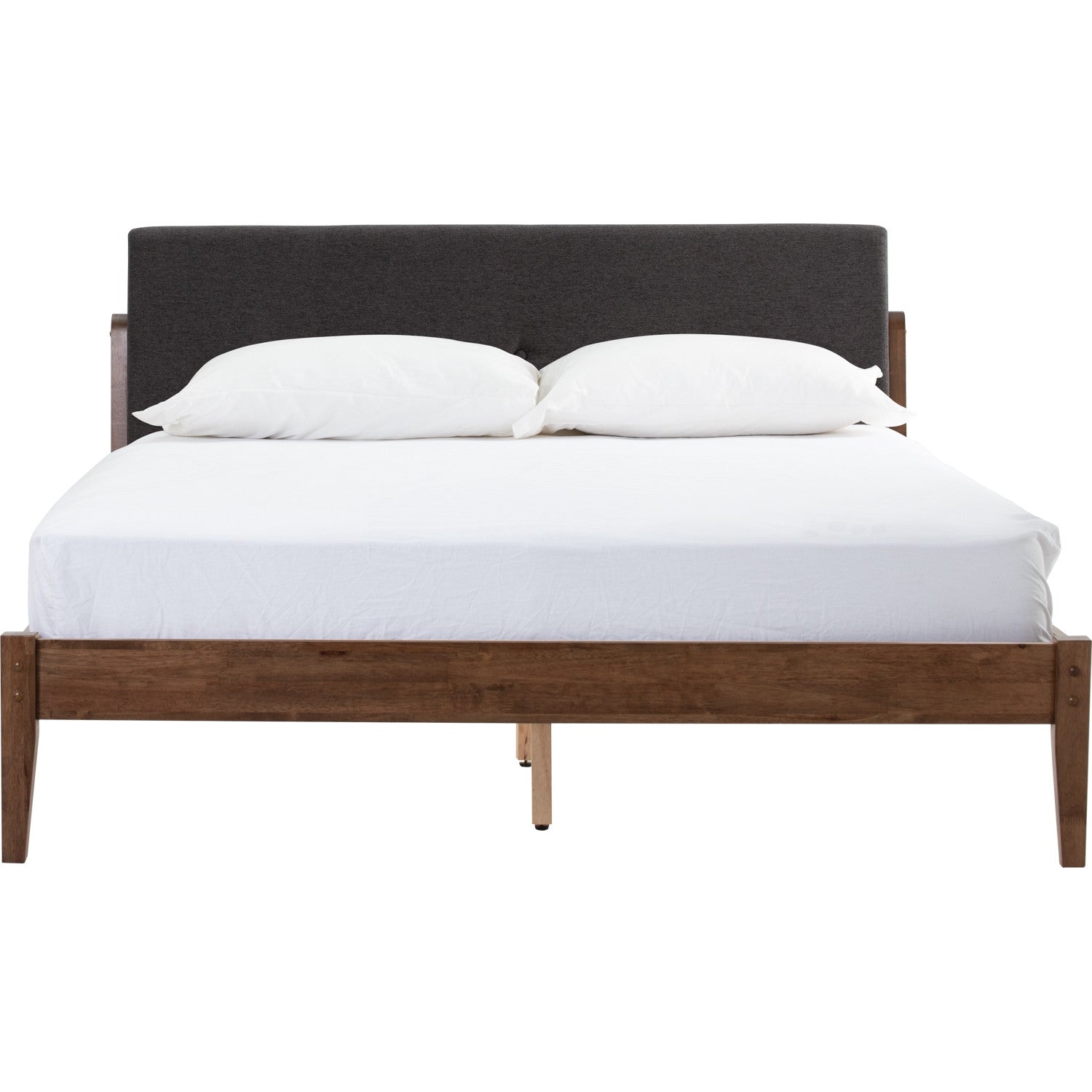 Tucker King Bed on Cocoa colour leg, Seal colour Dimity fabric (Fit mattress: 1820mm x 1910mm).