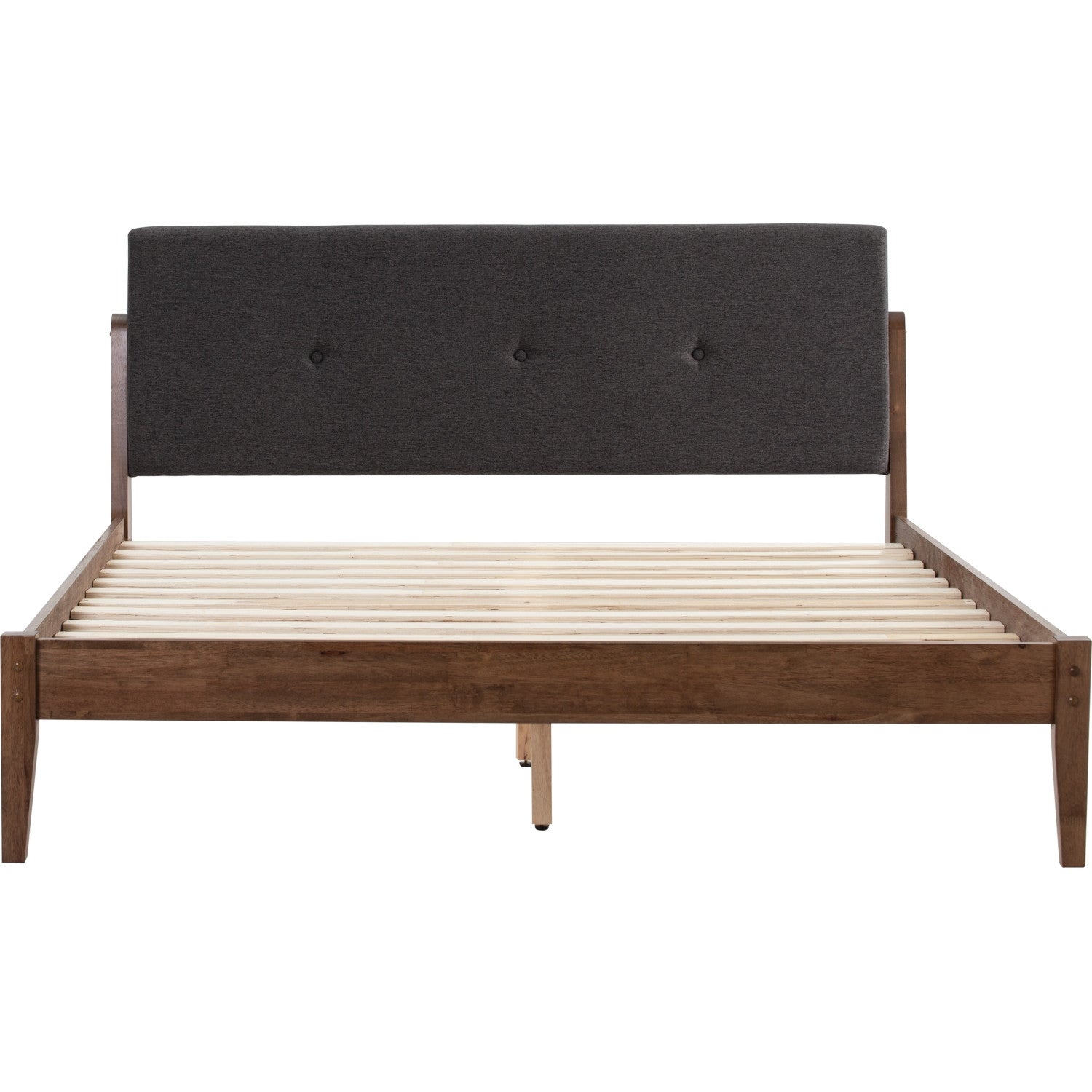 Tucker King Bed on Cocoa colour leg, Seal colour Dimity fabric (Fit mattress: 1820mm x 1910mm).