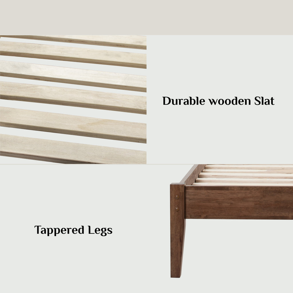 Tucker King Bed on Cocoa colour leg, Seal colour Dimity fabric (Fit mattress: 1820mm x 1910mm).