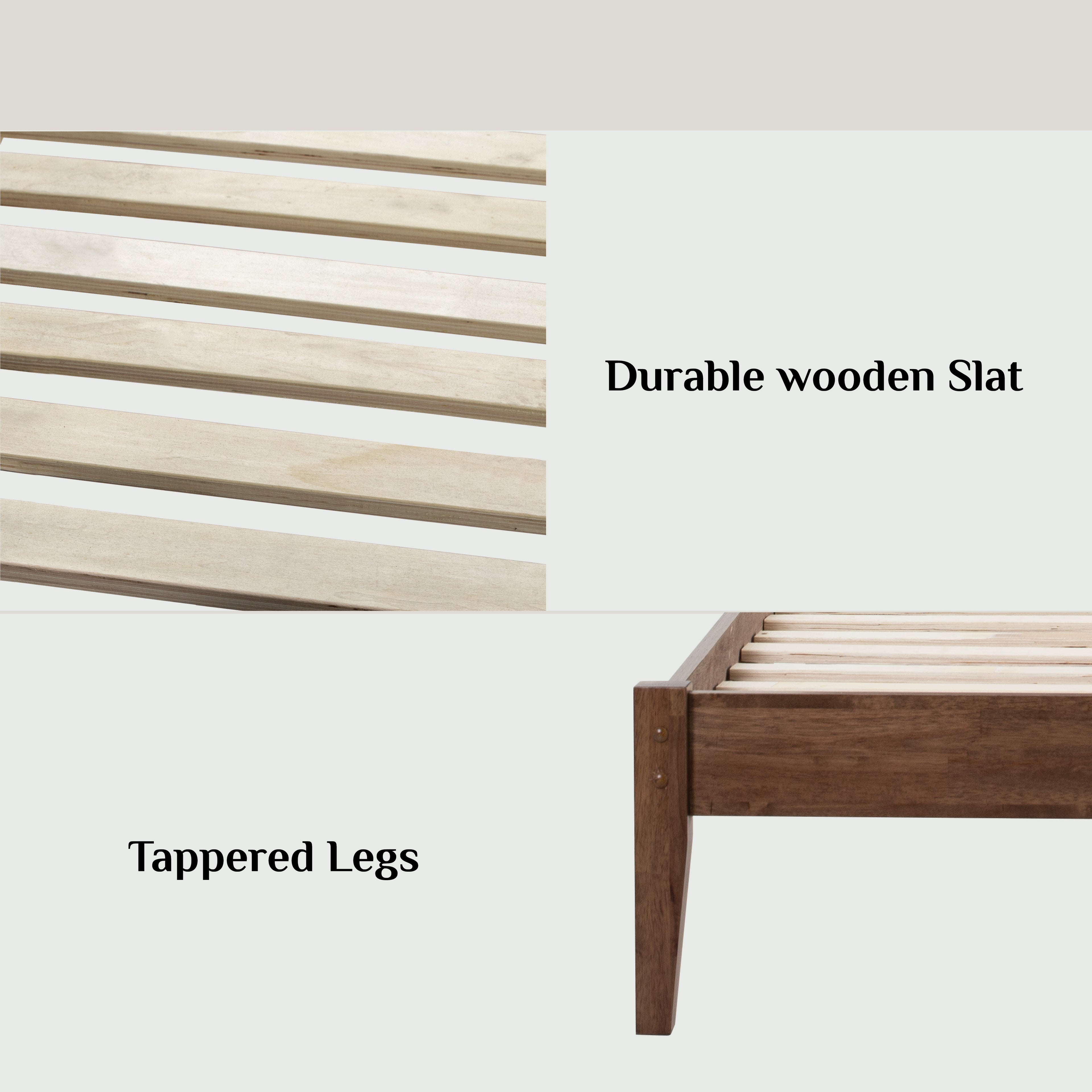 Tucker King Bed on Cocoa colour leg, Seal colour Dimity fabric (Fit mattress: 1820mm x 1910mm).