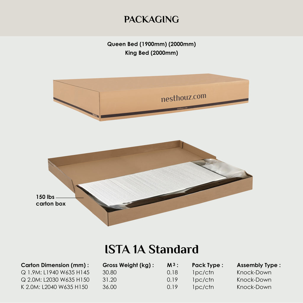 Tucker King Bed on Cocoa colour leg, Seal colour Dimity fabric (Fit mattress: 1820mm x 1910mm).