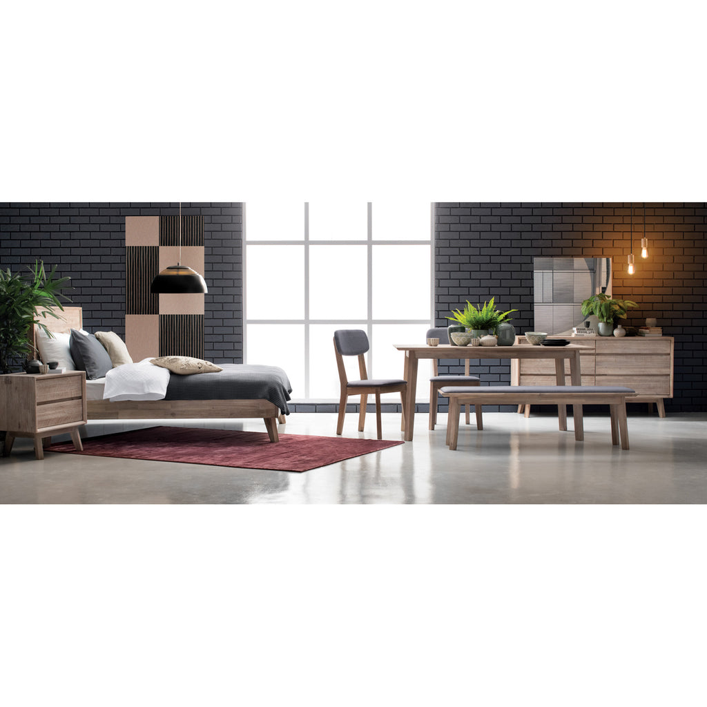 Madrid King Bed in Navarra Ash colour with box bed frame (Fit mattress : 1820mm x 2010mm).