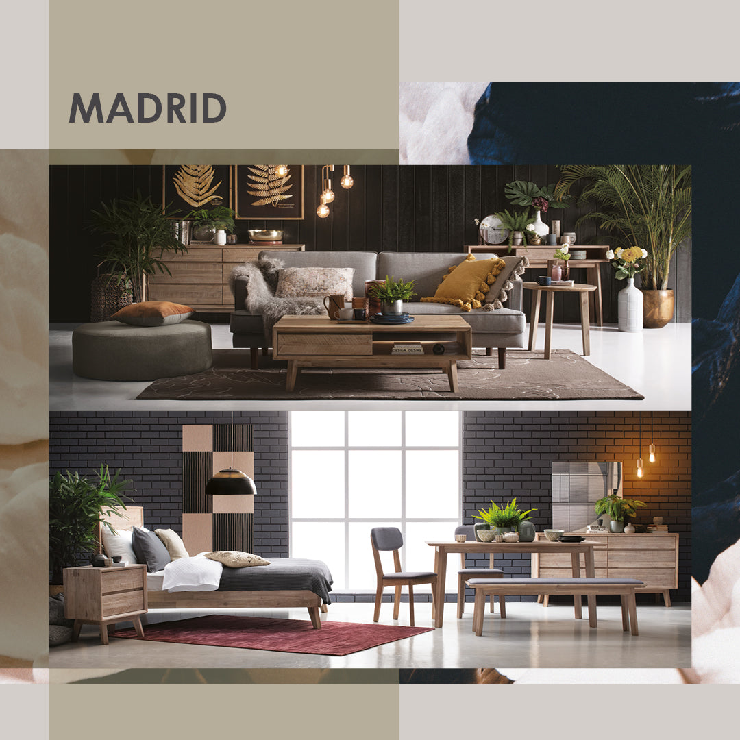 Madrid King Bed in Navarra Ash colour with box bed frame (Fit mattress : 1820mm x 2010mm).