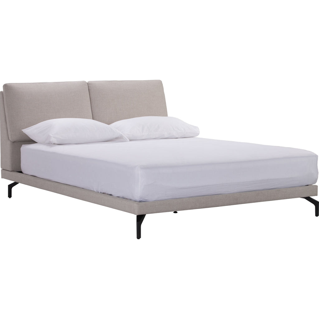 Blandus King Bed with Matt Black Epoxy colour leg, Oat White colour Gulix fabric frame (Fit mattress : 1820mm x 1910mm)