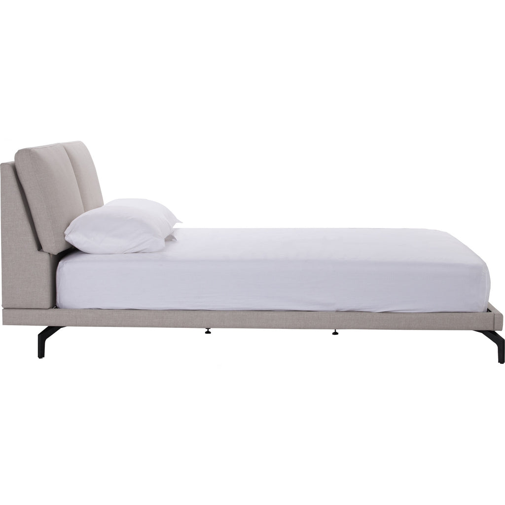Blandus King Bed with Matt Black Epoxy colour leg, Oat White colour Gulix fabric frame (Fit mattress : 1820mm x 1910mm)