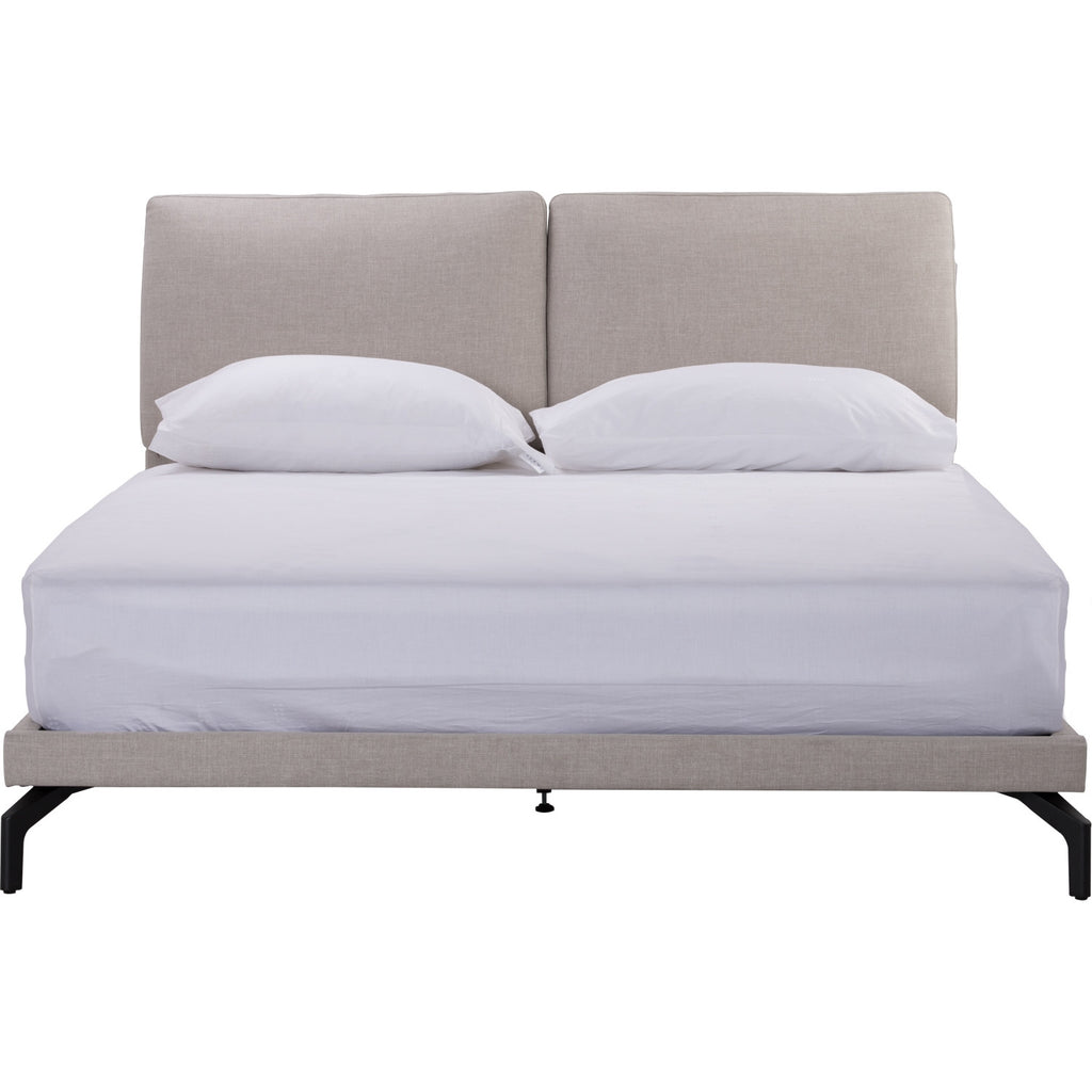 Blandus King Bed with Matt Black Epoxy colour leg, Oat White colour Gulix fabric frame (Fit mattress : 1820mm x 1910mm)