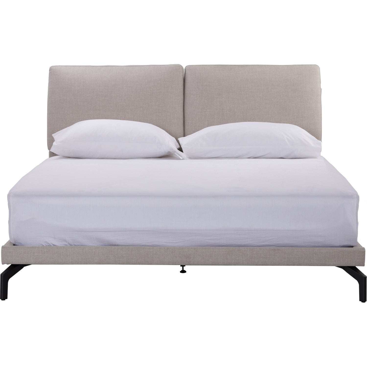Blandus King Bed with Matt Black Epoxy colour leg, Oat White colour Gulix fabric frame (Fit mattress : 1820mm x 1910mm)