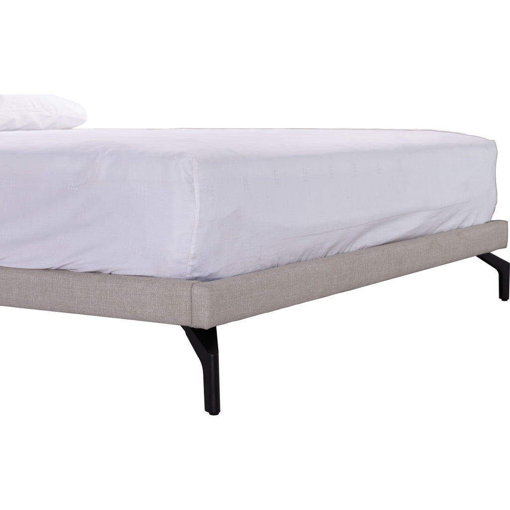 Blandus King Bed with Matt Black Epoxy colour leg, Oat White colour Gulix fabric frame (Fit mattress : 1820mm x 1910mm)