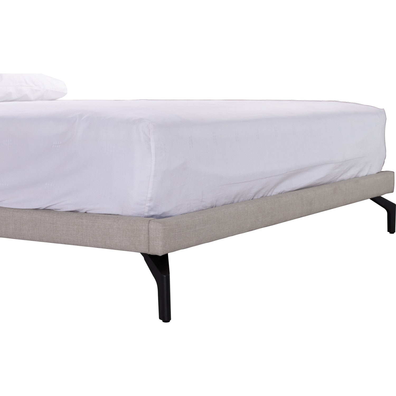Blandus King Bed with Matt Black Epoxy colour leg, Oat White colour Gulix fabric frame (Fit mattress : 1820mm x 1910mm)