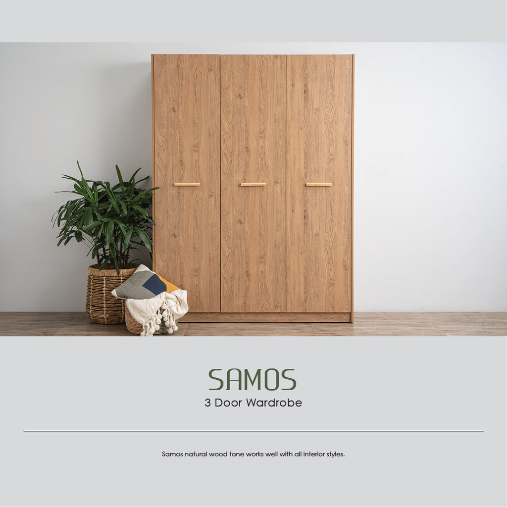 Samos 3 door wardrobe in Oak colou