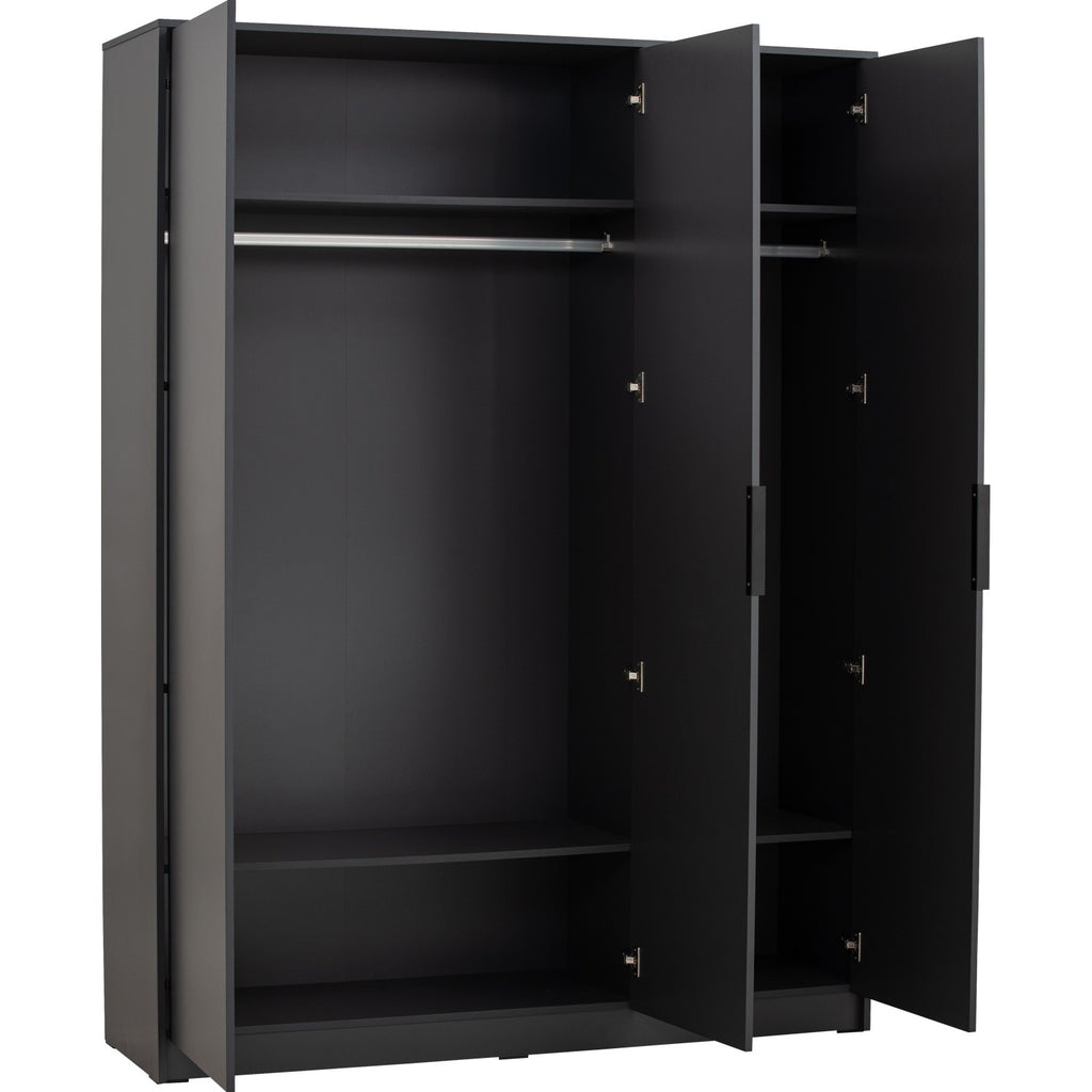 Volos 3 door wardrobe in Black colour