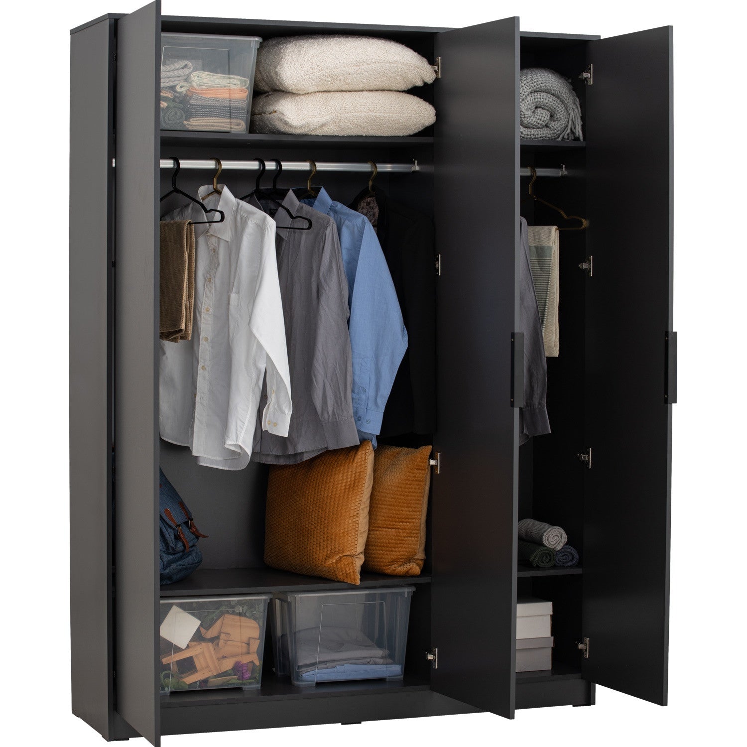 Volos 3 door wardrobe in Black colour