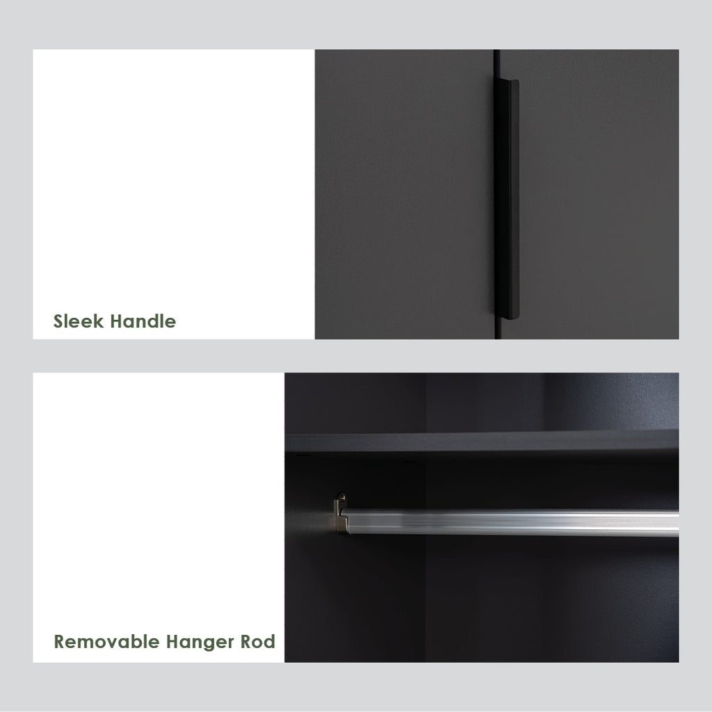 Volos 3 door wardrobe in Black colour