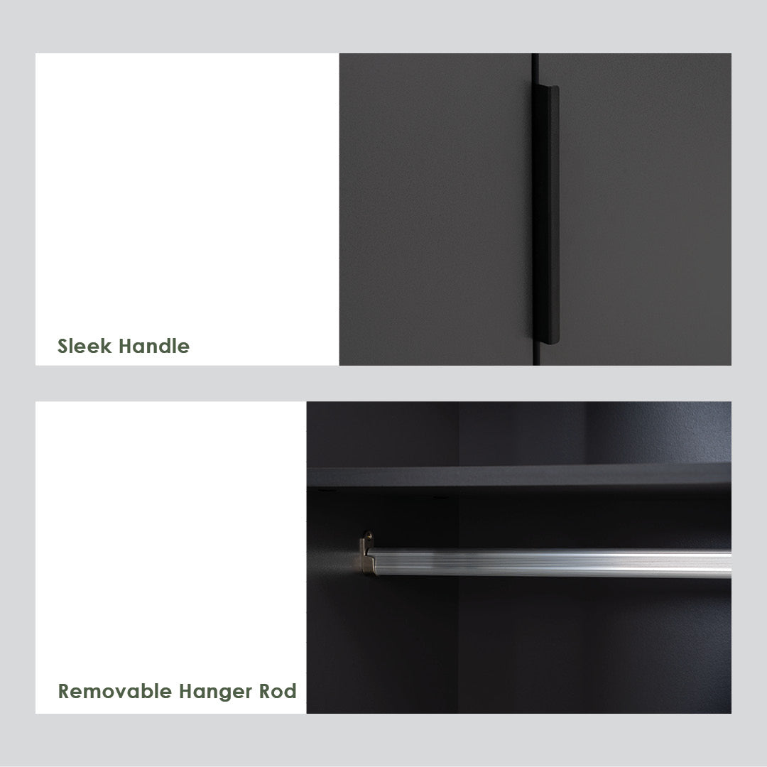 Volos 3 door wardrobe in Black colour