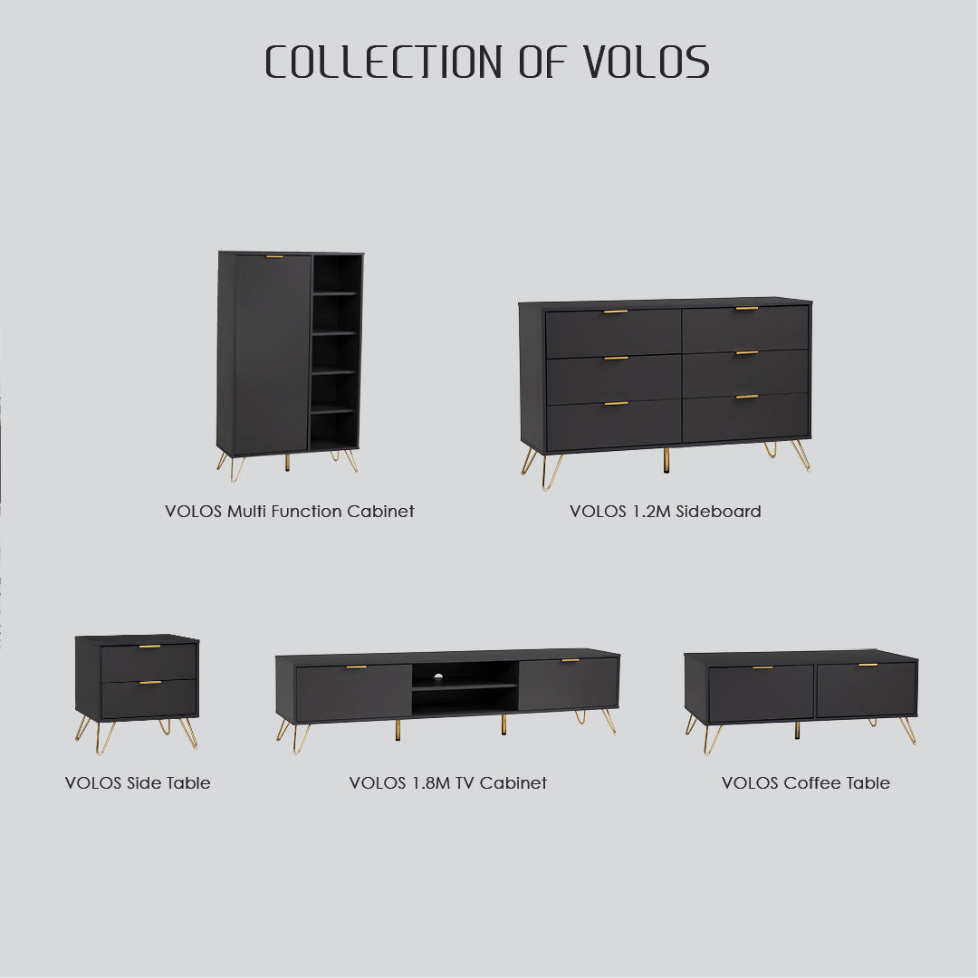 Volos 3 door wardrobe in Black colour