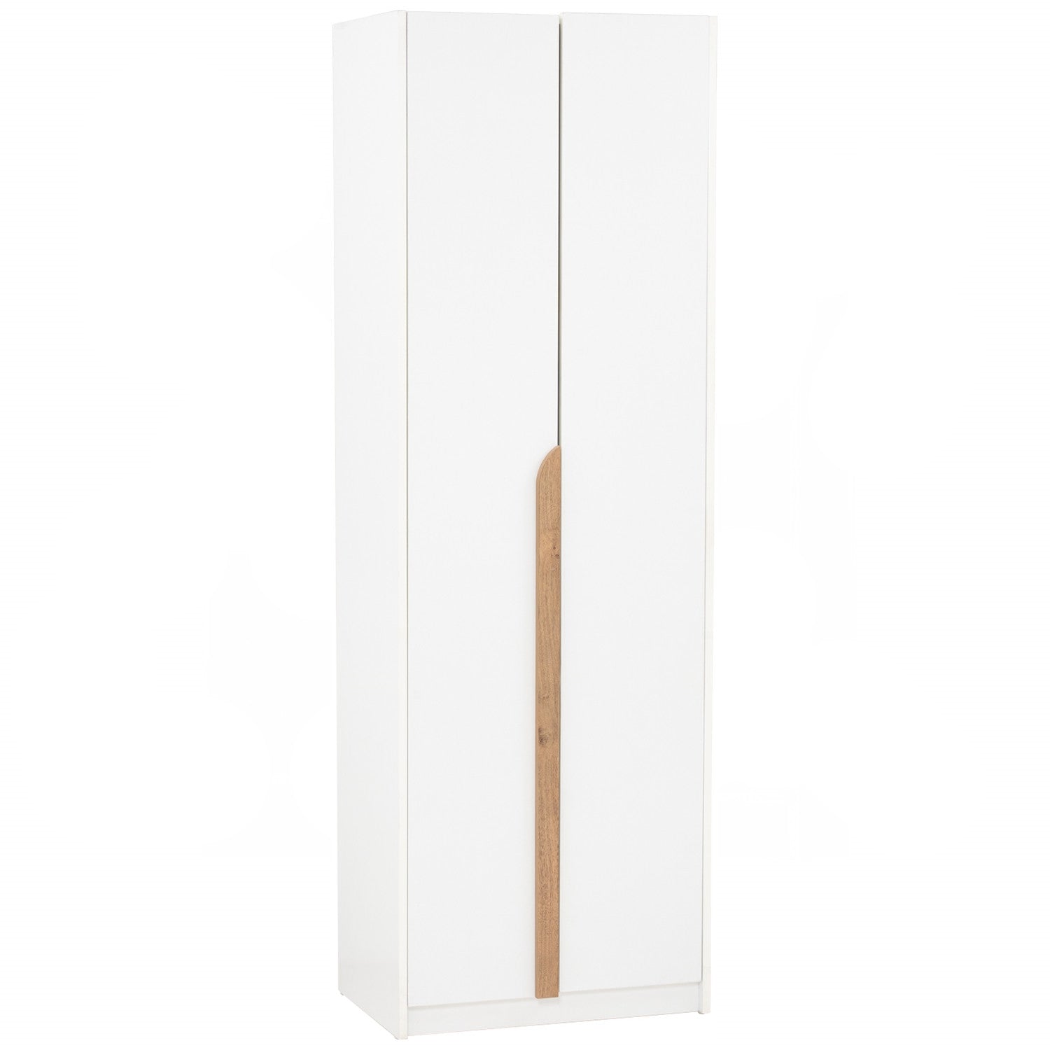 Mando 2 door wardrobe in White colour body, Oak colour handle (MB Paper)