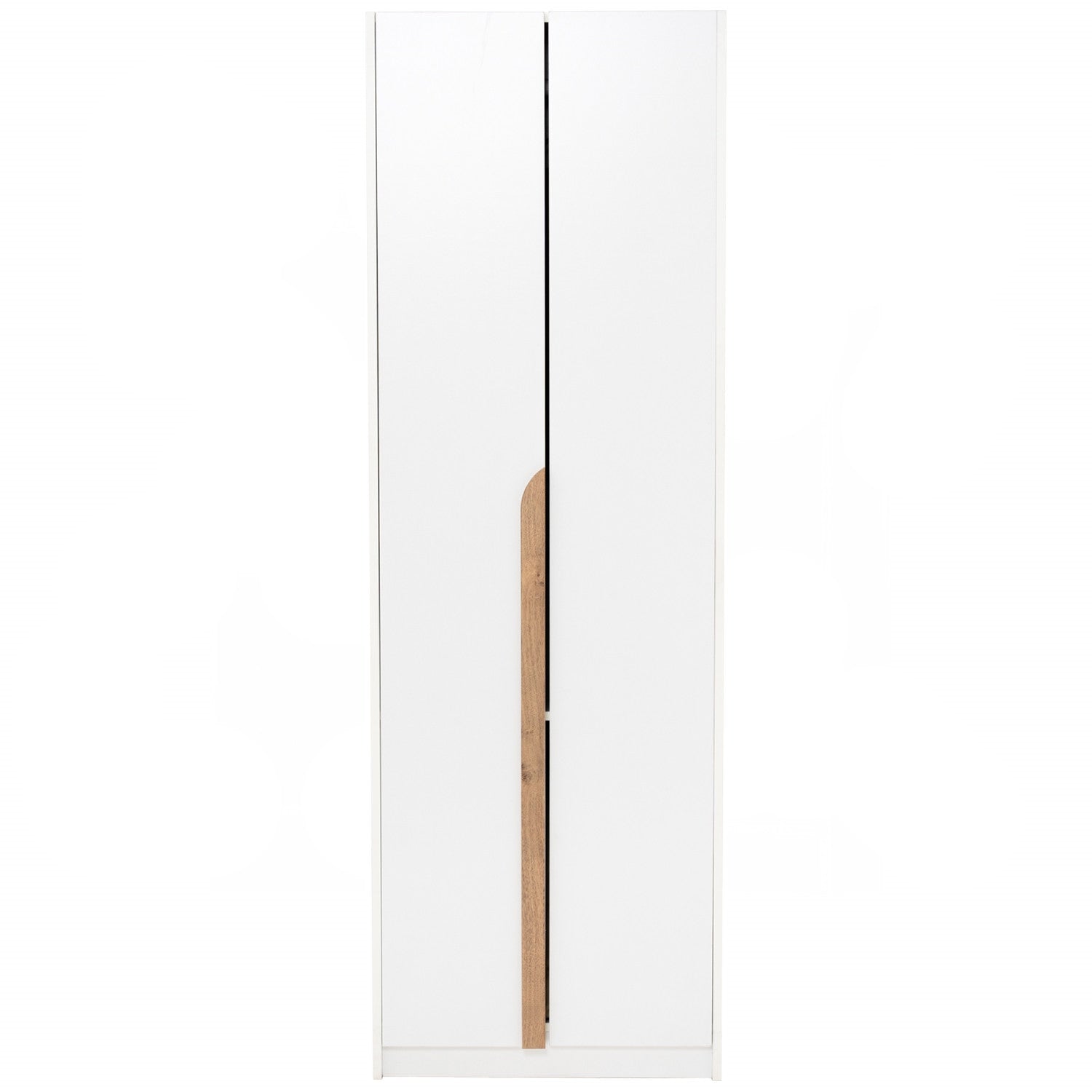 Mando 2 door wardrobe in White colour body, Oak colour handle (MB Paper)