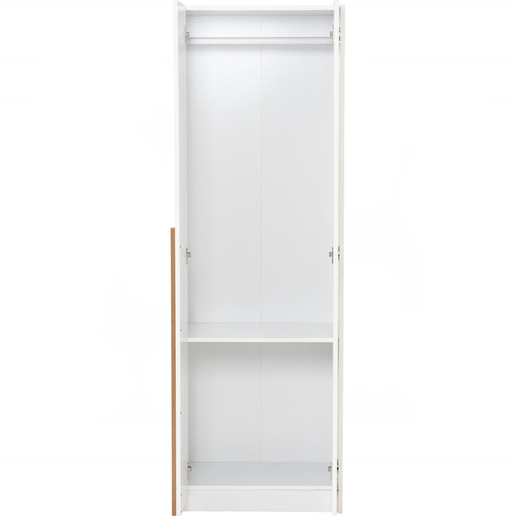 Mando 2 door wardrobe in White colour body, Oak colour handle (MB Paper)
