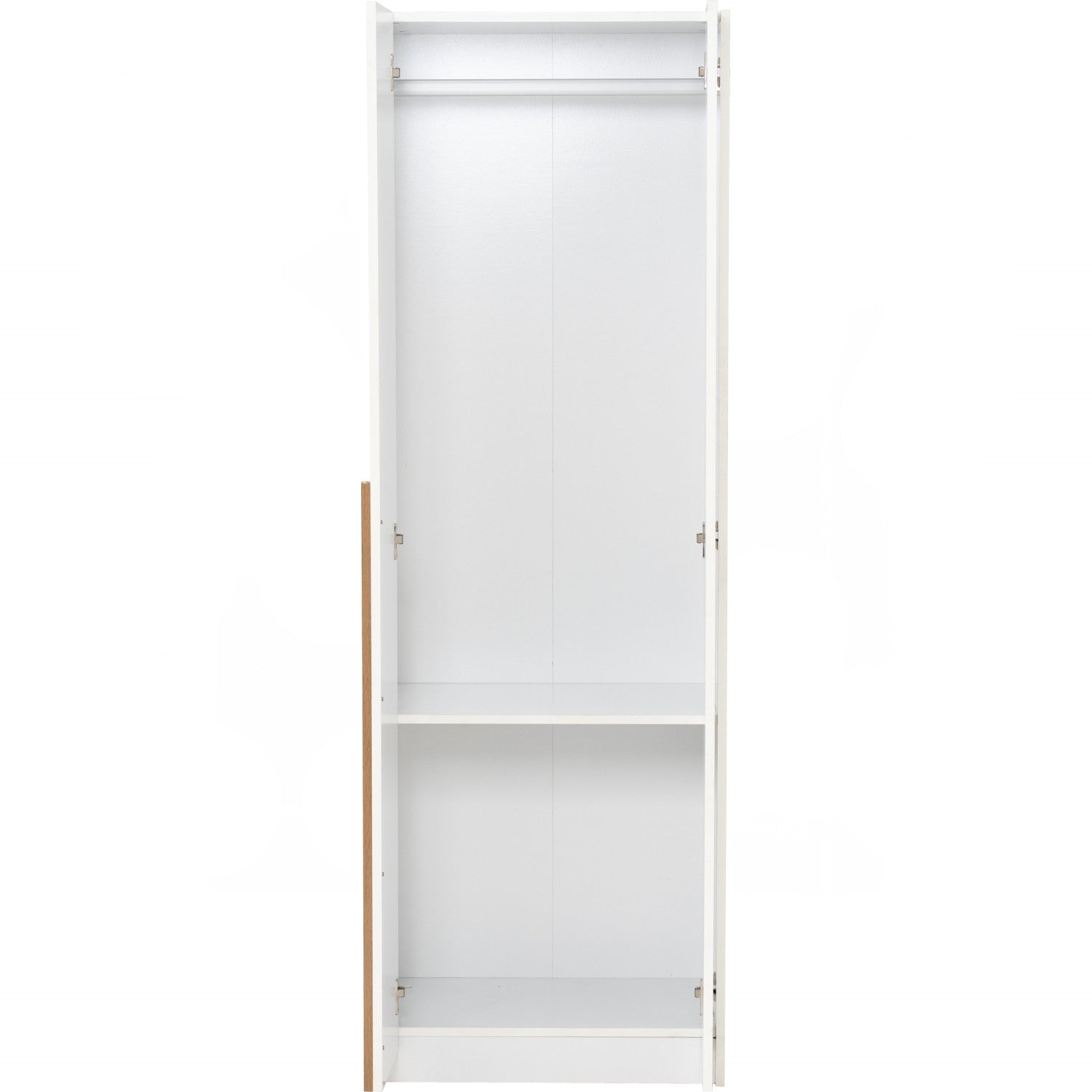 Mando 2 door wardrobe in White colour body, Oak colour handle (MB Paper)