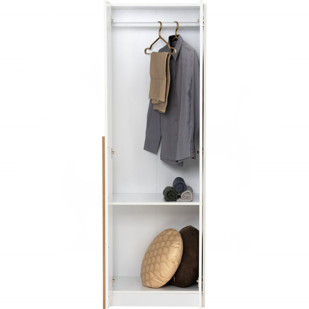 Mando 2 door wardrobe in White colour body, Oak colour handle (MB Paper)