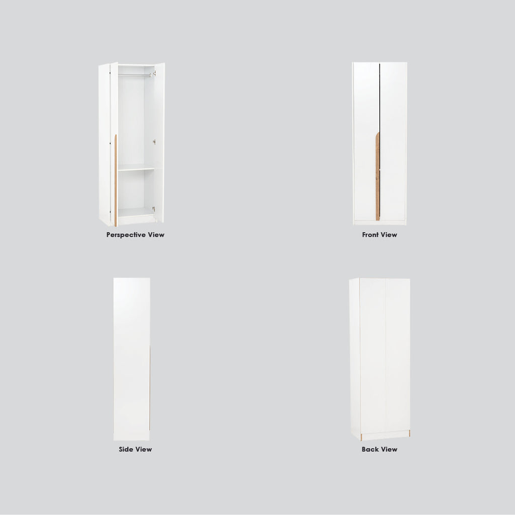 Mando 2 door wardrobe in White colour body, Oak colour handle (MB Paper)