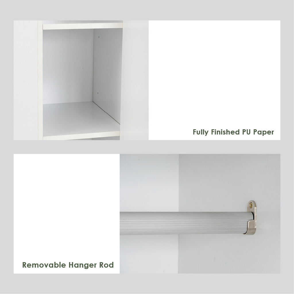 Mando 2 door wardrobe in White colour body, Oak colour handle (MB Paper)