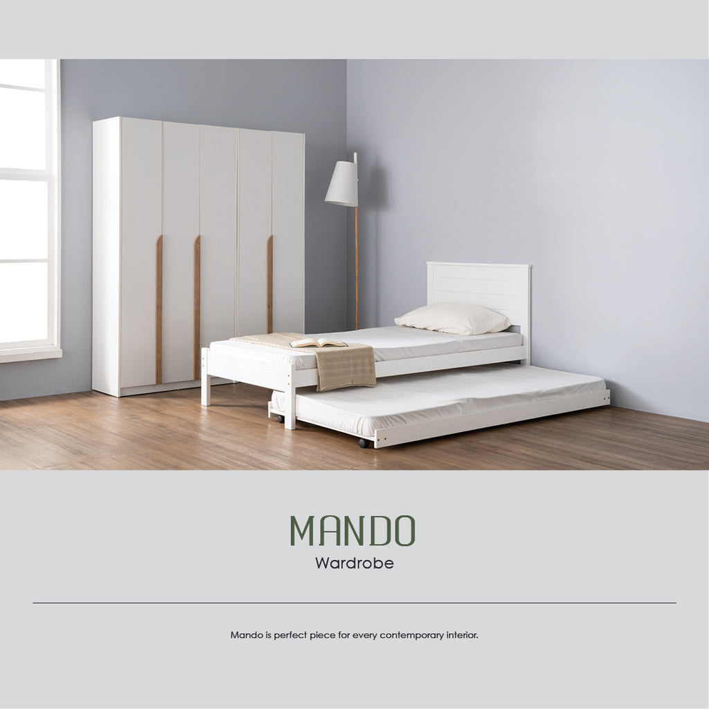 Mando 2 door wardrobe in White colour body, Oak colour handle (MB Paper)