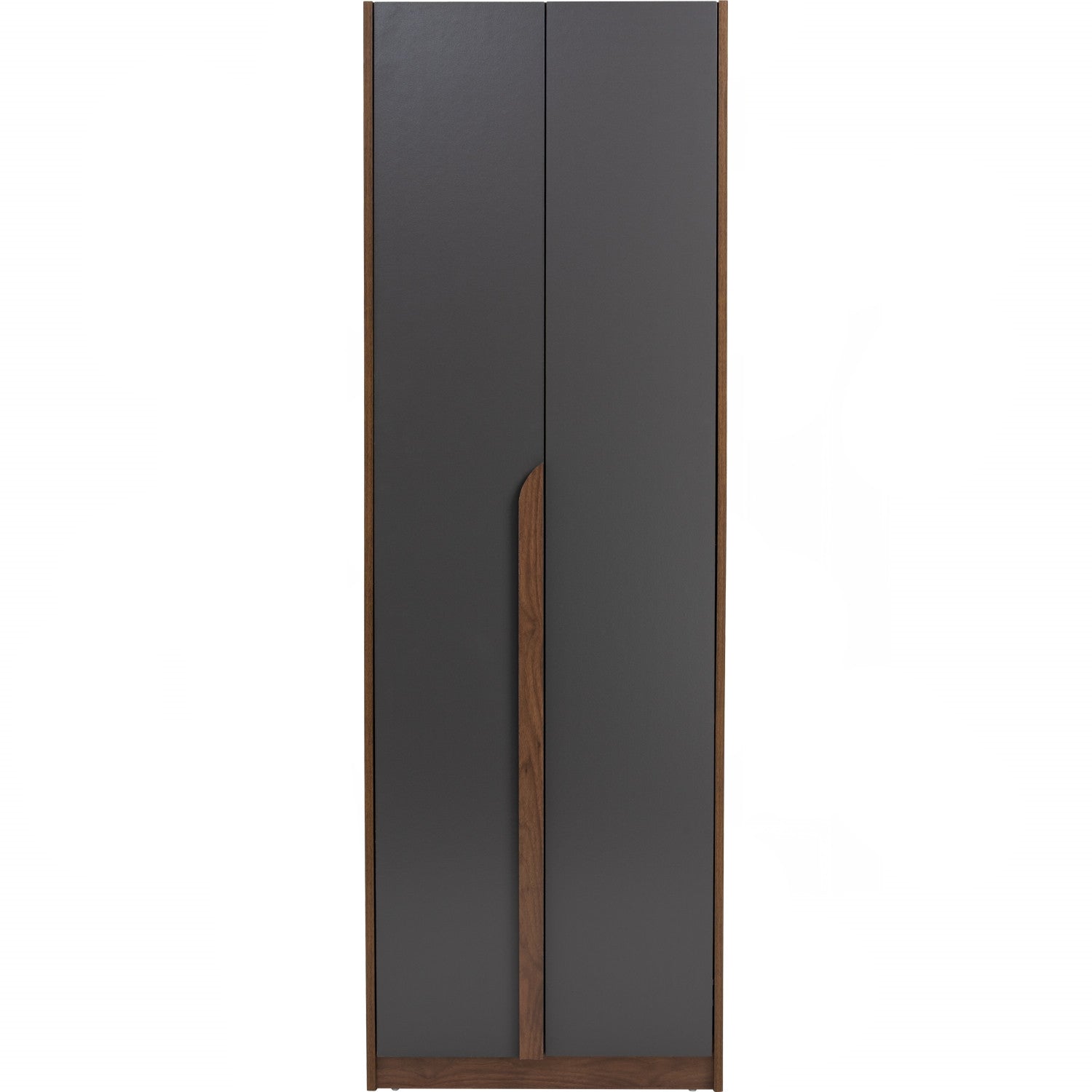 Mando 2 door wardrobe in Walnut colour body and handle, Black colour door.