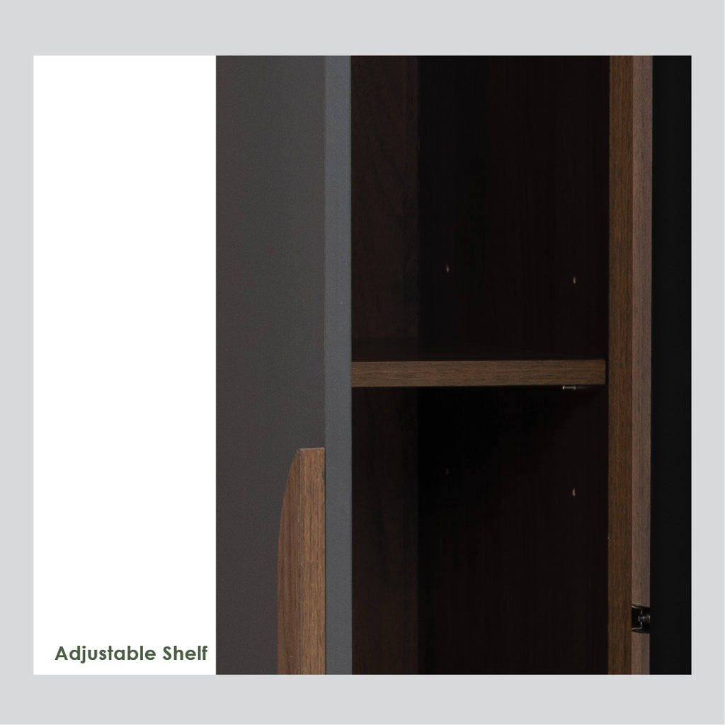 Mando 3 door wardrobe in Walnut colour body and handle, Black colour door.