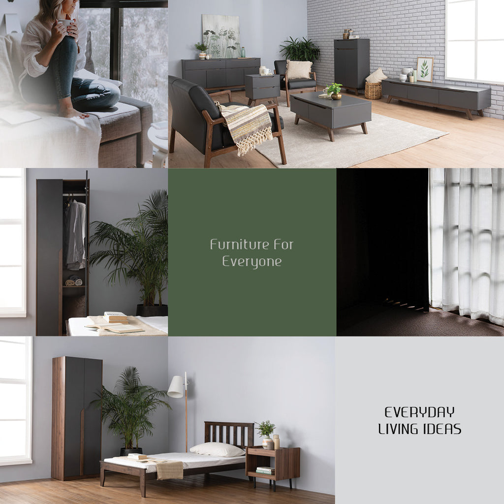 Mando 3 door wardrobe in Walnut colour body and handle, Black colour door.