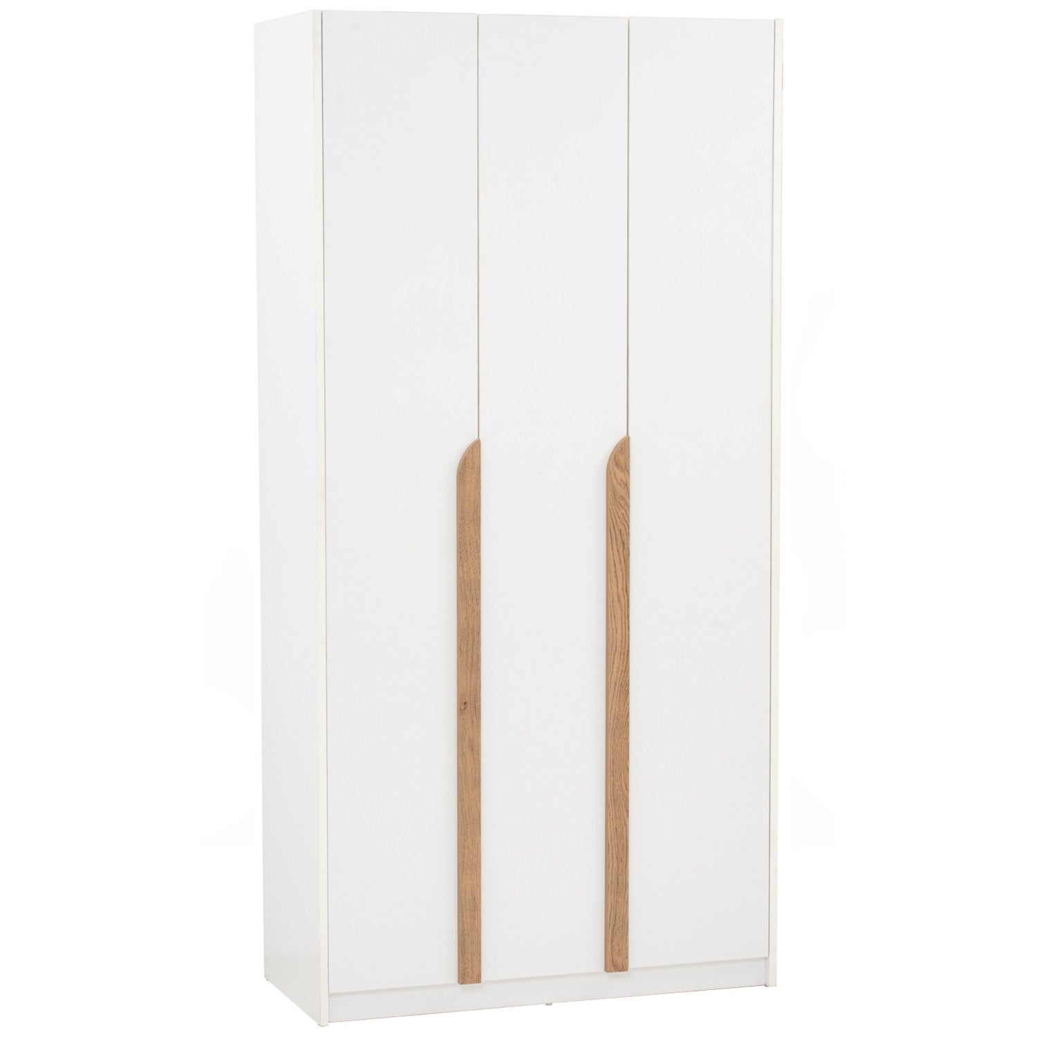 Mando 3 door wardrobe in White colour body, Oak colour handle (MB Paper)