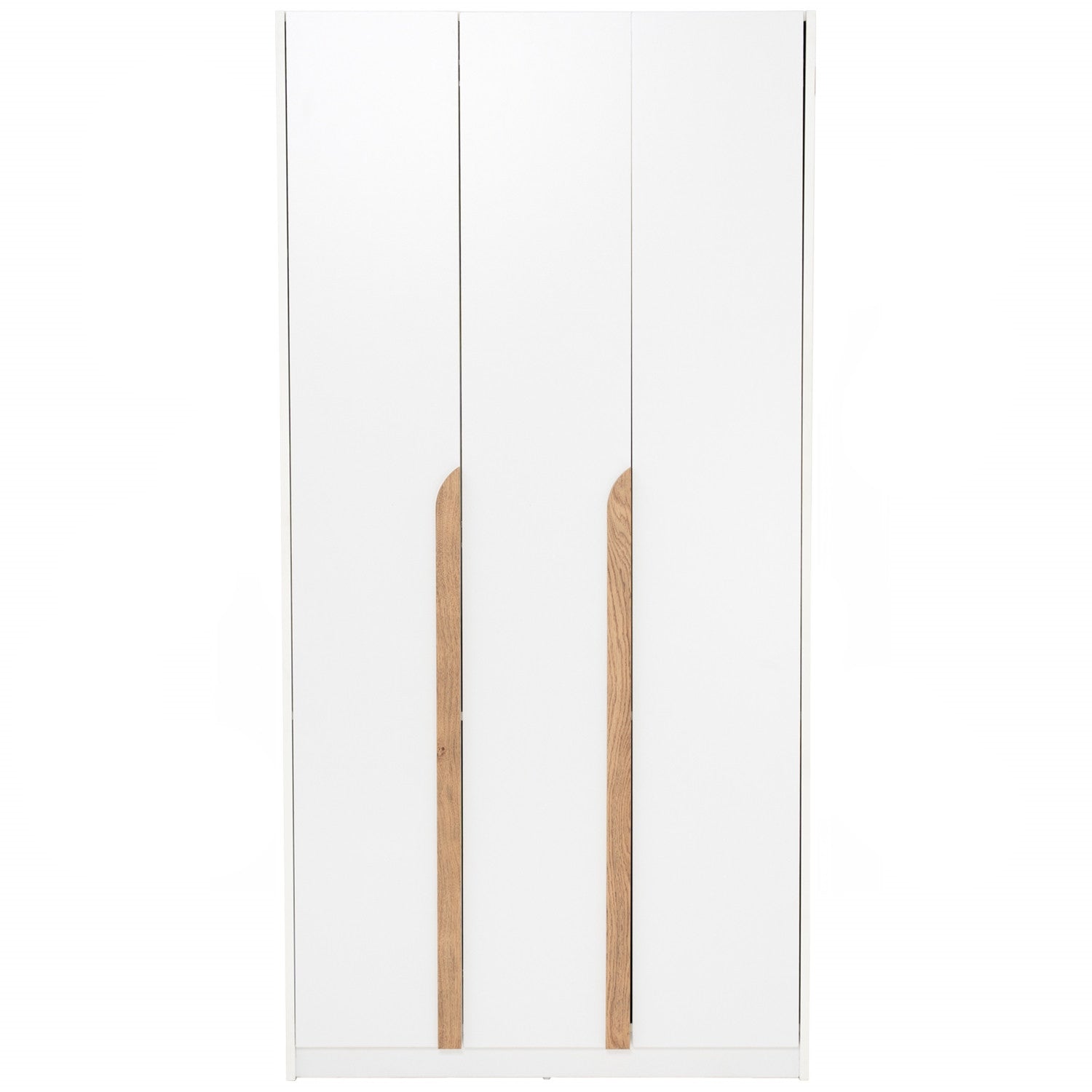 Mando 3 door wardrobe in White colour body, Oak colour handle (MB Paper)