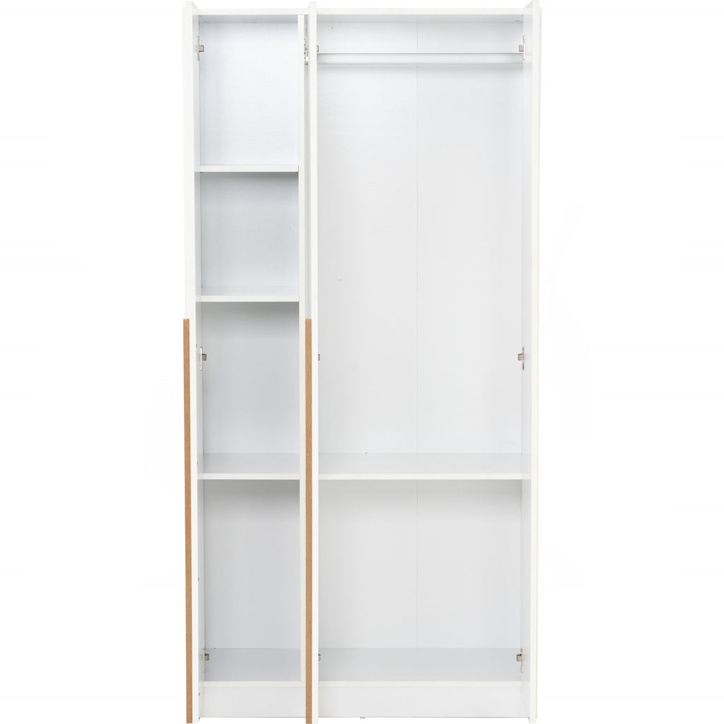 Mando 3 door wardrobe in White colour body, Oak colour handle (MB Paper)