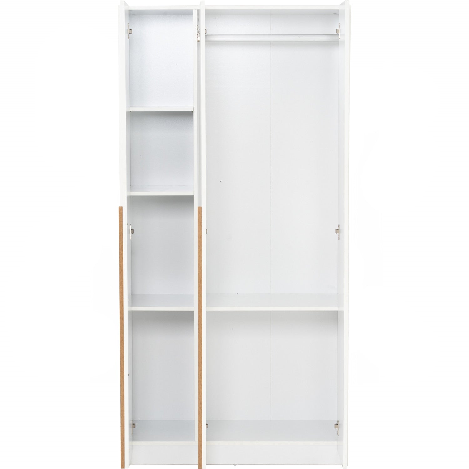 Mando 3 door wardrobe in White colour body, Oak colour handle (MB Paper)