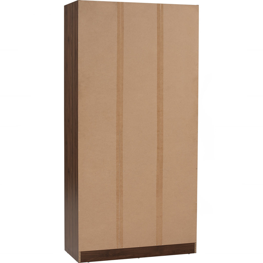 Mando 3 door wardrobe in Walnut colour body and handle, Black colour door.