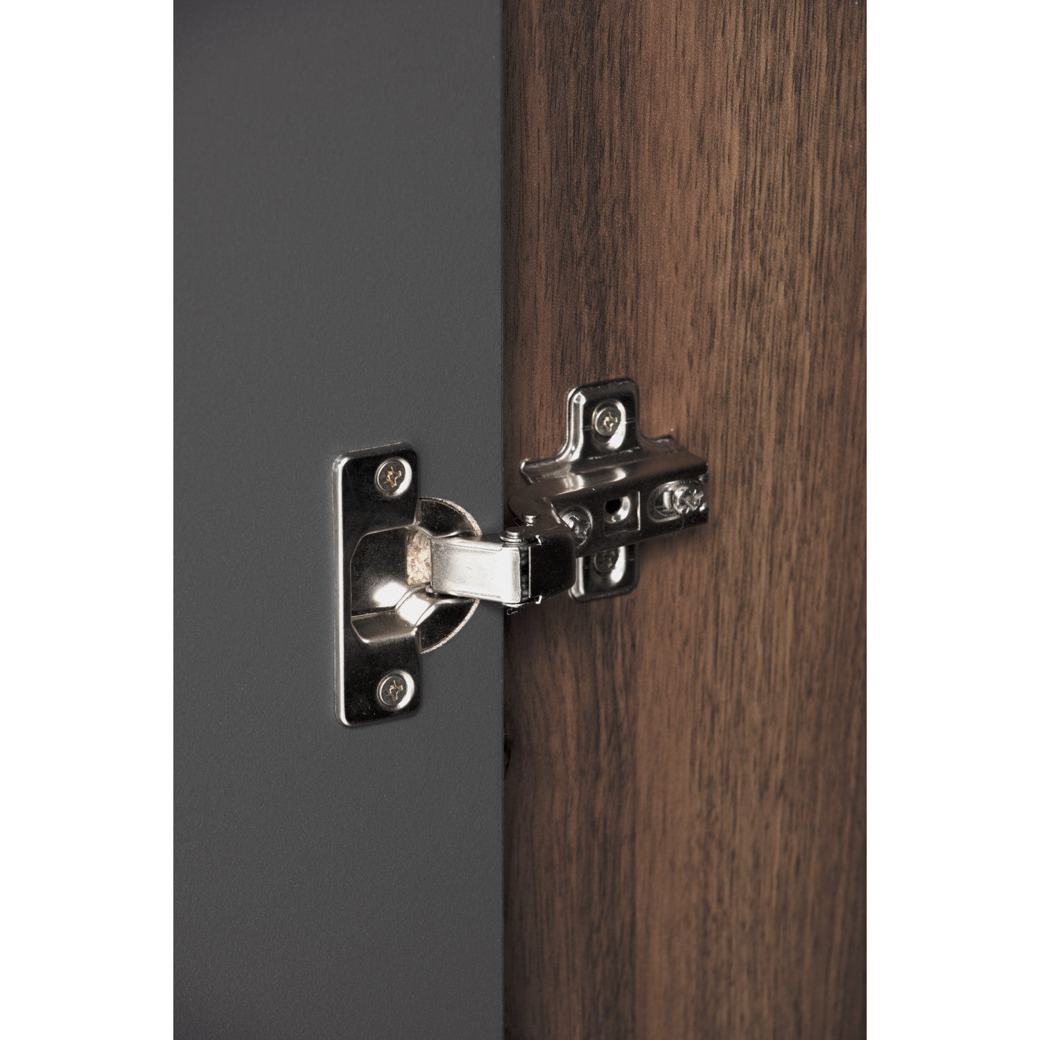 Mando 3 door wardrobe in Walnut colour body and handle, Black colour door.