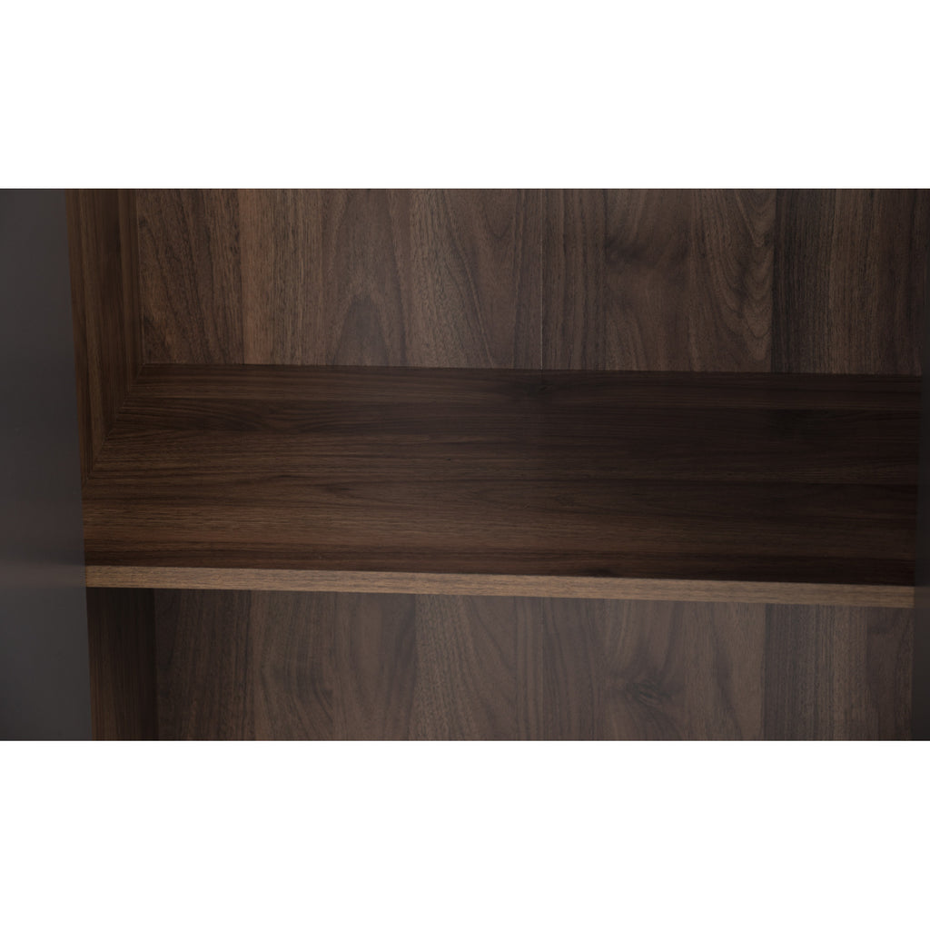 Mando 3 door wardrobe in Walnut colour body and handle, Black colour door.