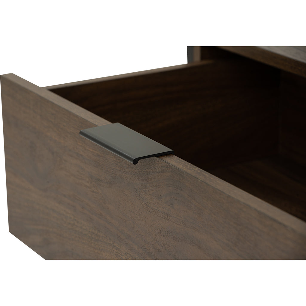 Capri open shelf wardrobe with 2 drawer in Matt Black Epoxy colour leg, Walnut colour shelf.