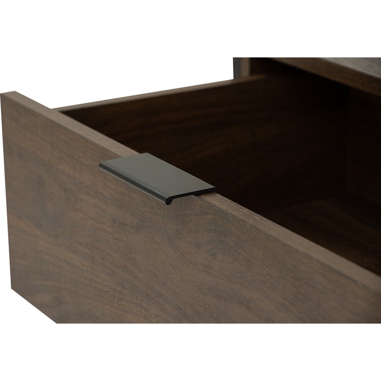 Capri open shelf wardrobe with 2 drawer in Matt Black Epoxy colour leg, Walnut colour shelf.