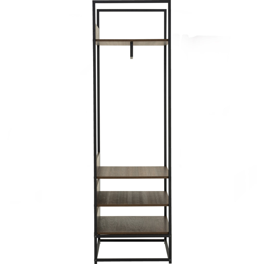 Capri open shelf wardrobe in Matt Black Epoxy colour leg, Walnut colour shelf.