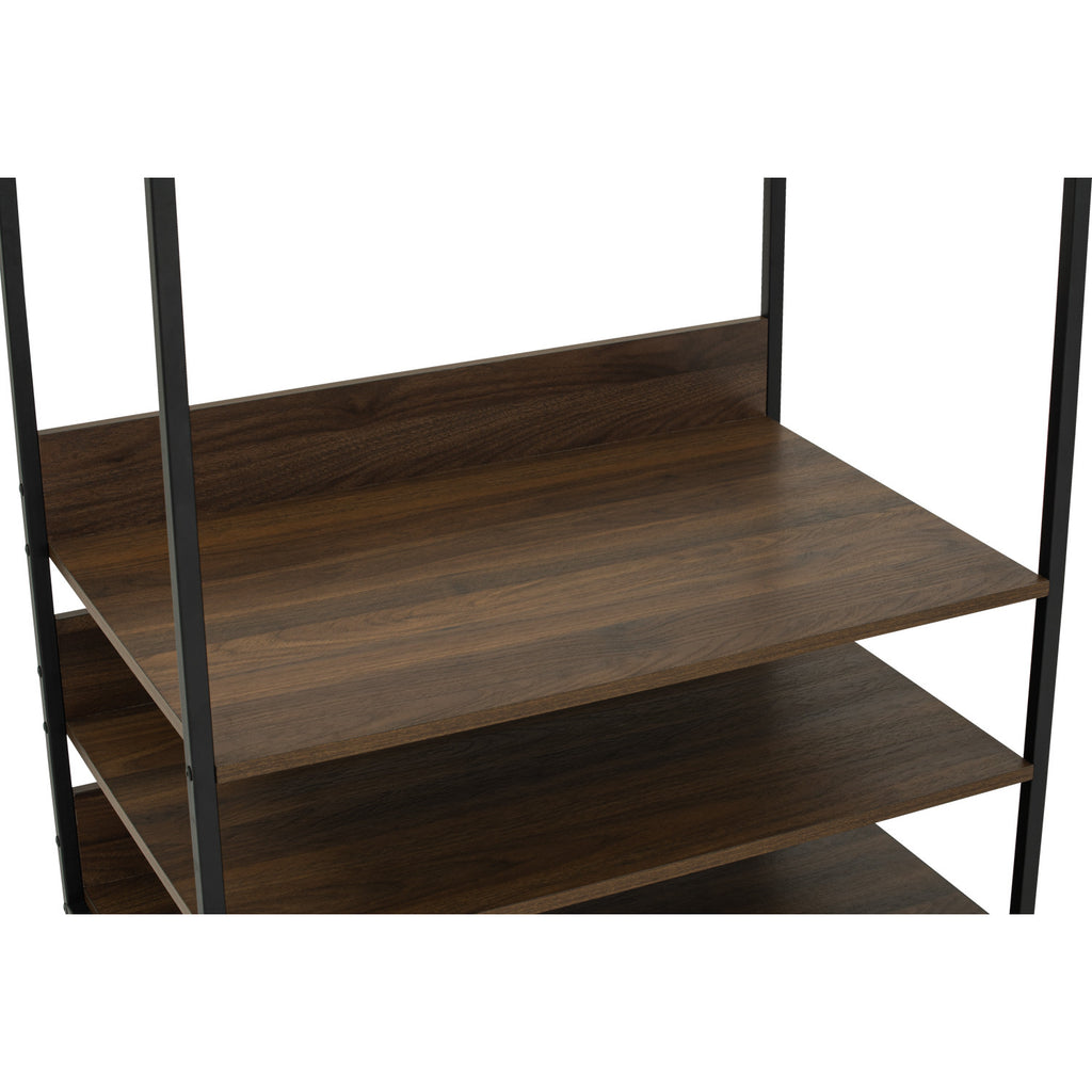 Capri open shelf wardrobe in Matt Black Epoxy colour leg, Walnut colour shelf.