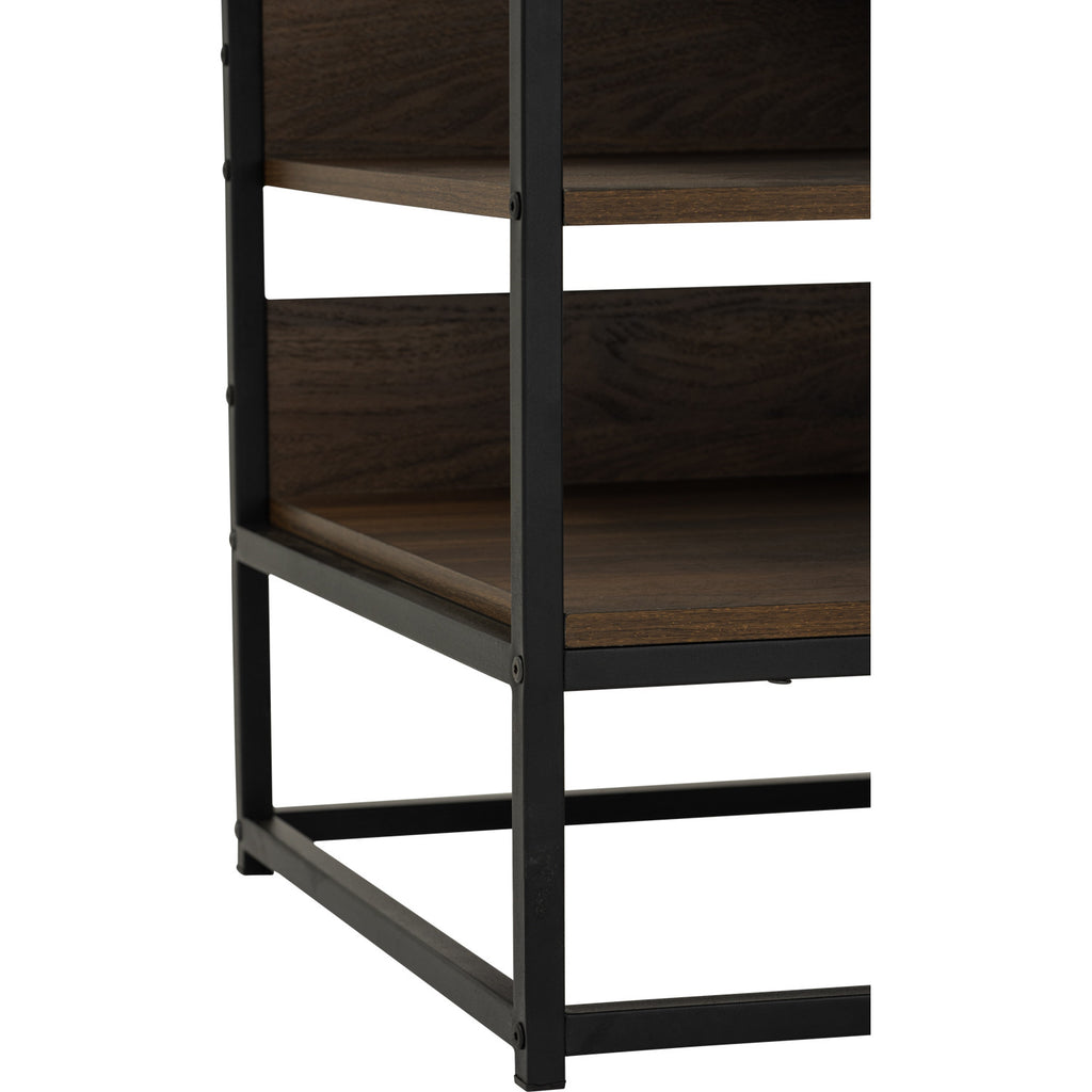 Capri open shelf wardrobe with 1 door in Matt Black Epoxy colour leg, Walnut colour shelf.