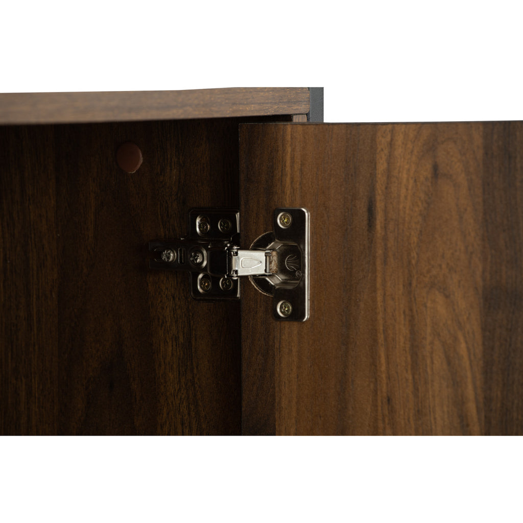 Capri open shelf wardrobe with 1 door in Matt Black Epoxy colour leg, Walnut colour shelf.