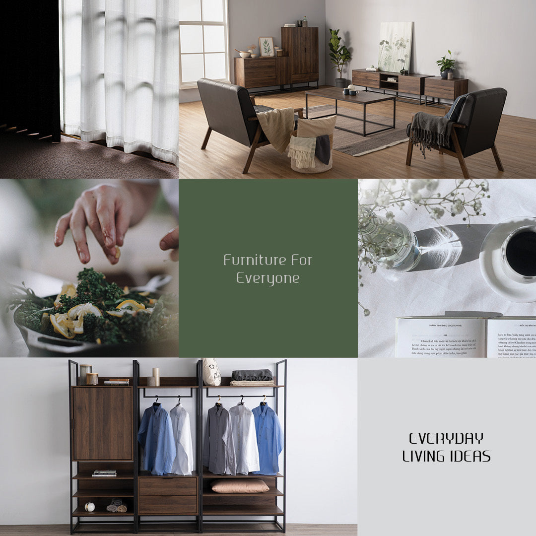 Capri open shelf wardrobe with 1 door in Matt Black Epoxy colour leg, Walnut colour shelf.