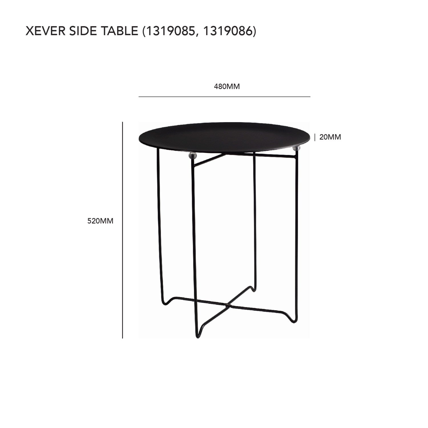 Xever occasional table in Black plastic top with Matt Black Epoxy leg
