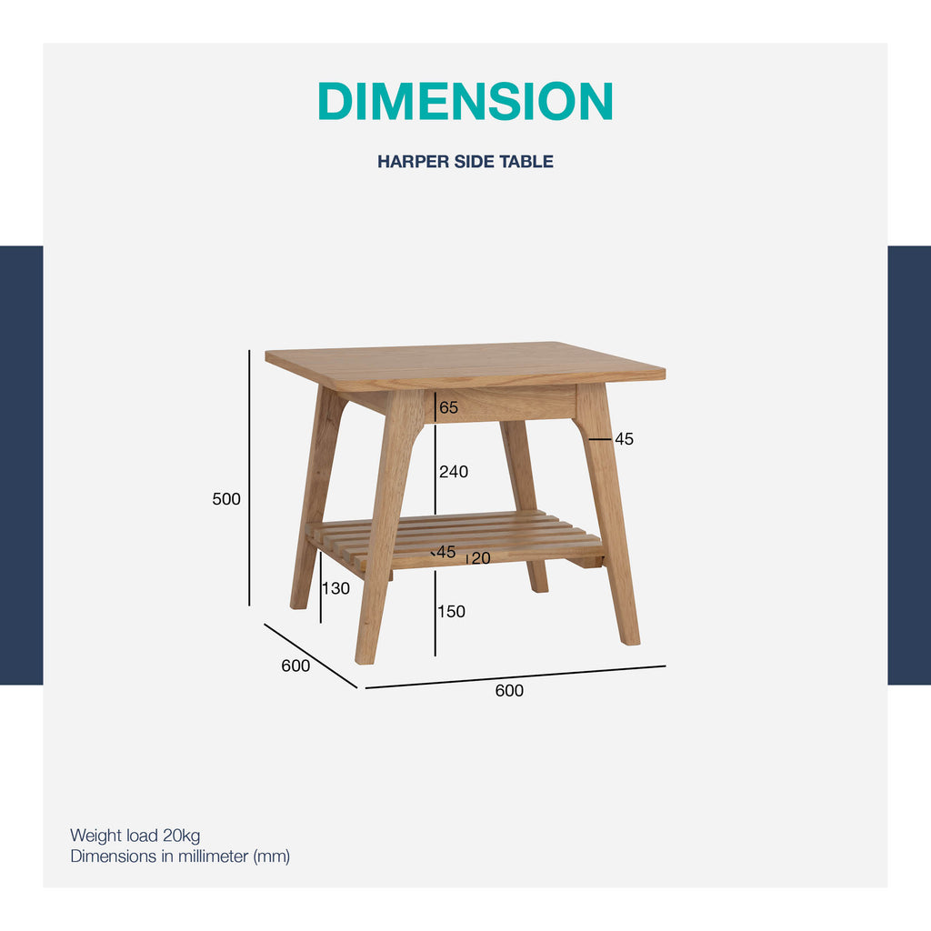 Harper side table in Walnut veneer top, Cocoa colour leg.