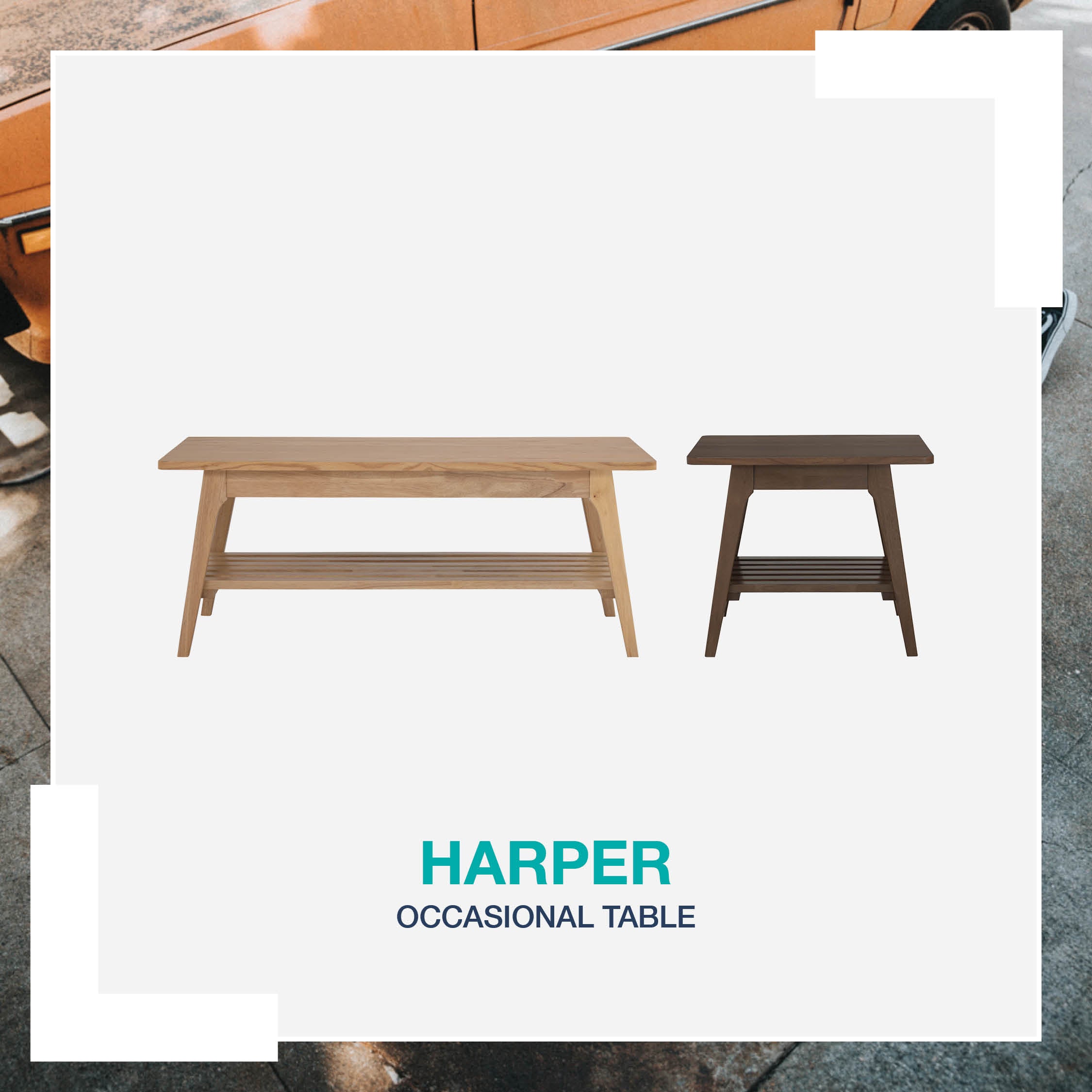 Harper side table in Walnut veneer top, Cocoa colour leg.