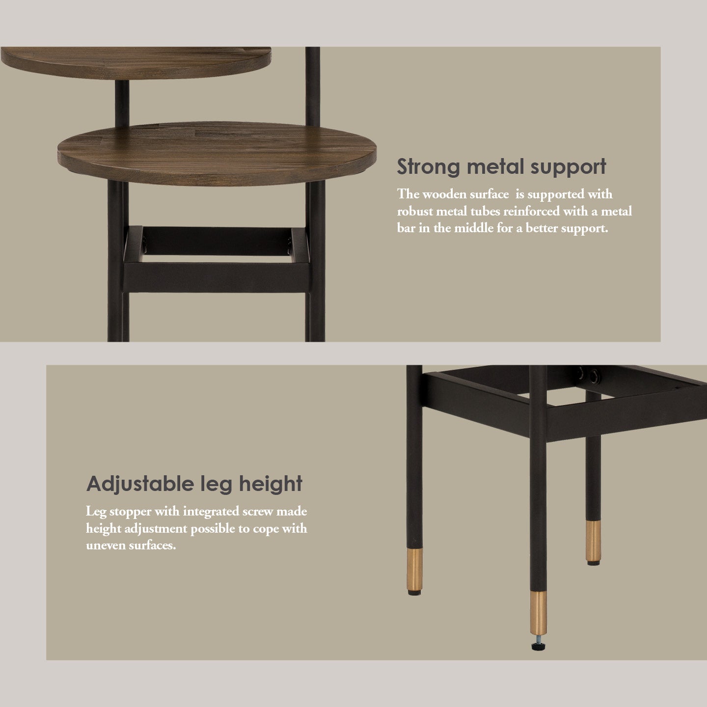 Hamilton Side Table with Toffee colour top, Sand Black colour leg.